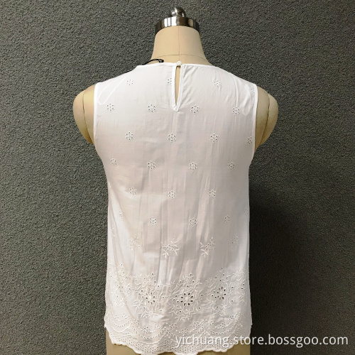 Women's cotton embroidered white top